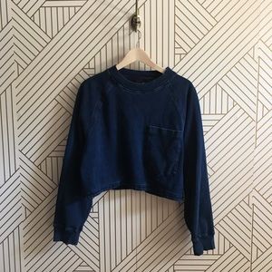 AG Adriano Goldschmeid Blue Denim like crop top